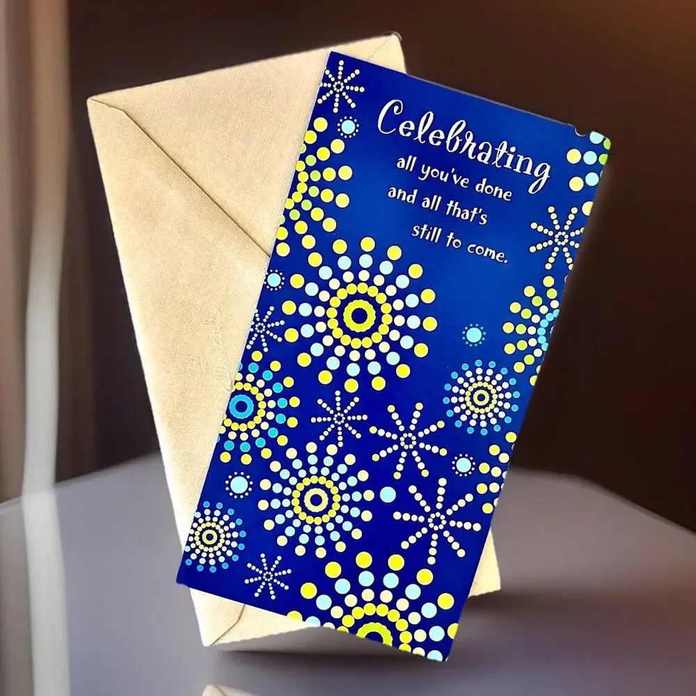 Grad Card “Celebrating All You’ve Done” Blue Starburst w/ Envelope Money Holder